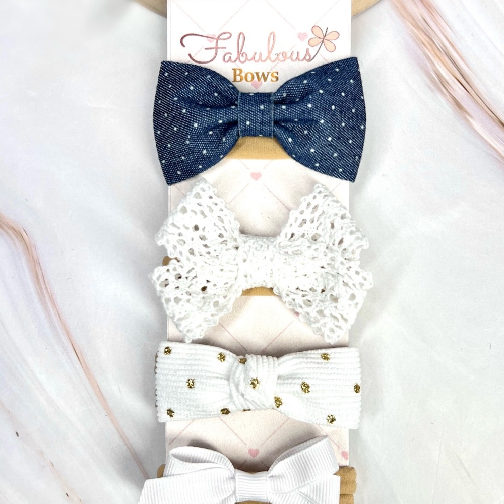 Kids Hair Accessory Set - Navy and White